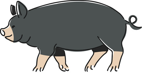 手描きのブタのイラスト