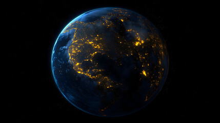 Naklejka premium glowing Earth encircled by golden trade routes