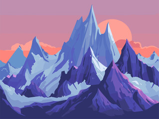 Fototapeta premium Mystical Mountain Landscape: A Geometric Tapestry of Jagged Peaks and Glacial Echoes
