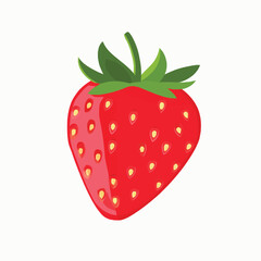 Obraz premium Fresh Strawberry Vector Illustration on White Background