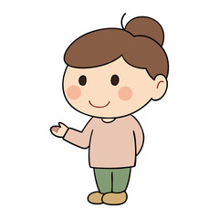 若い女性、紹介する、案内する