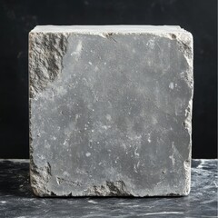 A textured, gray stone block with rough edges, highlighting its natural beauty and unique imperfections.