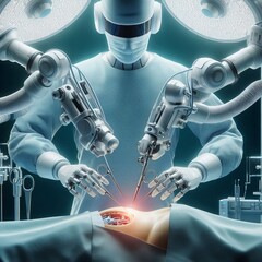 Robotic Surgeon Performing Operation A highly advanced surgical