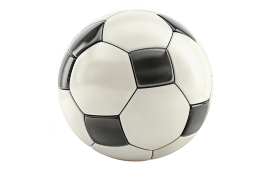 Classic Soccer Ball Rests on Black Background with Sports Theme