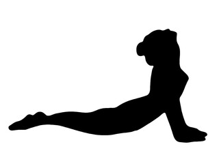 woman doing yoga pose upward facing dog silhouette black