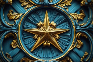 Obraz premium Blue Gold Clock Star