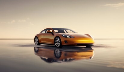 a close up of a car on a beach with a sky background