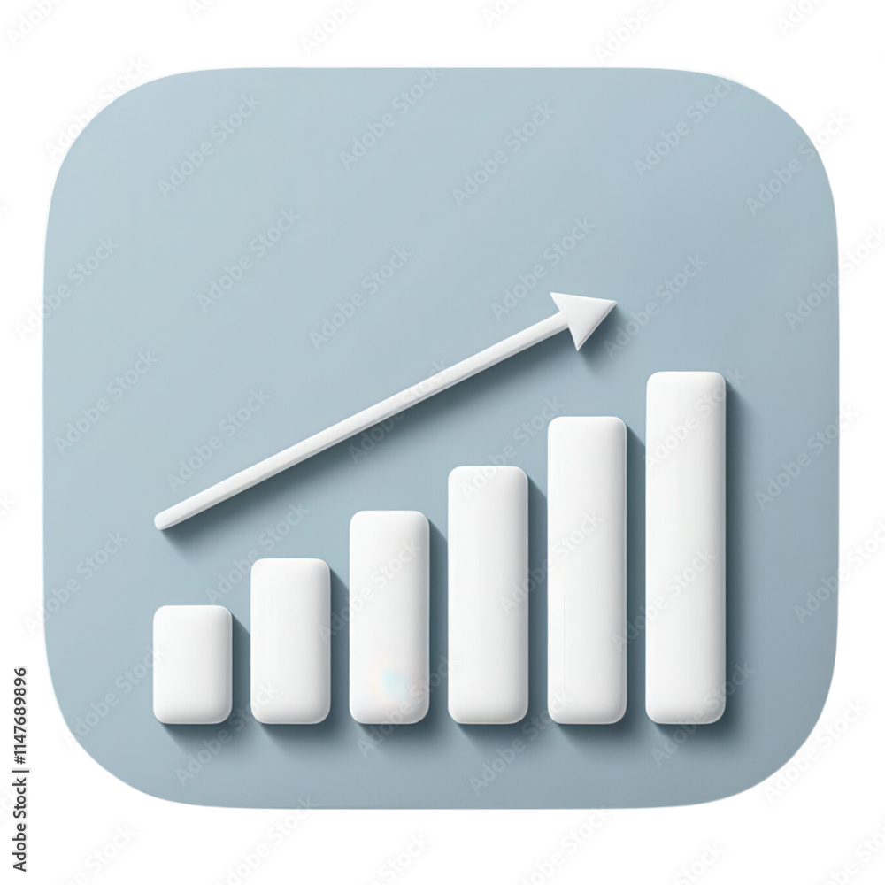 Poster a minimalistic graphic of ascending bars with an arrow indicating growth or progress.