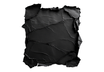 Black ripped paper scrap .Transparent background .Isolated PNG