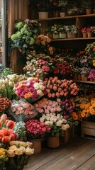 A vibrant flower shop filled with colorful bouquets.