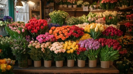 Colorful flowers in a florist's shop.