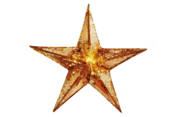 Golden Star Shines Brightly Against Black Background, Holiday Decor Theme