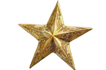 Obraz premium Golden Star Shines Brightly Against Black Background, Festive Holiday Decoration