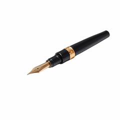Naklejka premium Elegant Black Gold Fountain Pen Writing Instrument Stationery Office Supplies