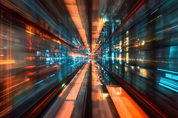 Abstract Futuristic City Tunnel. Concept of Speed, Technology, and the Future.