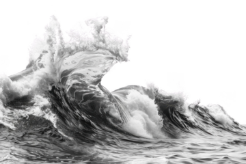 Ocean Waves Crashing Powerfully with Dramatic Black Background, Ocean Energy