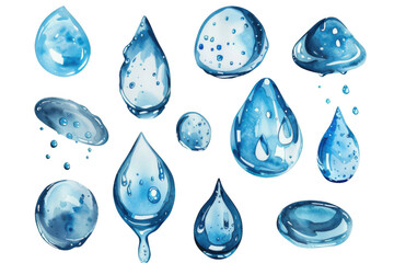 Water Droplets Form Various Shapes with Refreshing Purity Theme.