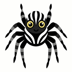 Zebra Jumping Spider with Unique Patterns Posed on a Bright White Canvas