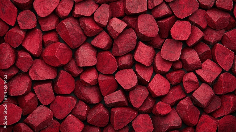 Poster red stone texture background of irregular shaped gems