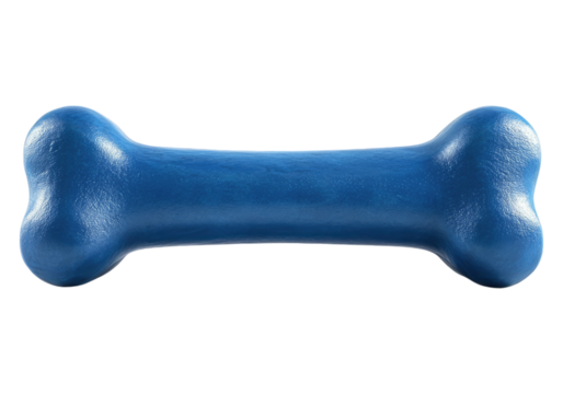 Blue rubber dog bone .Transparent background .Isolated PNG