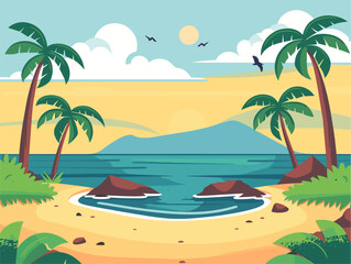 Animated Tombolo connecting Island and Mainland forming picturesque Lagoon