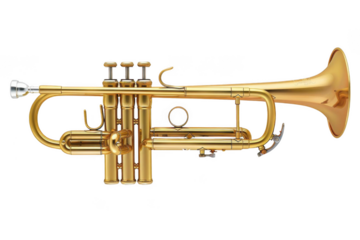 Shining Brass Trumpet Creates Harmony with Musical Instruments, Polished Brass Trumpet Sounds with Music Concept.