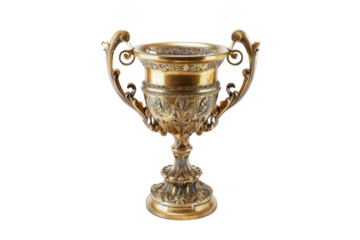 Golden Trophy Stands on Black Background, Symbolizing Victory and Achievement
