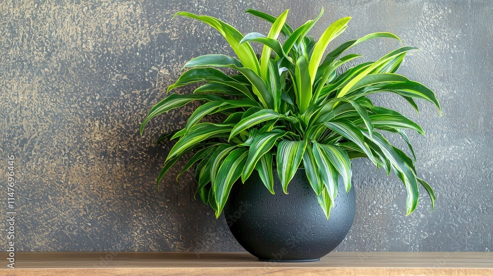 Poster Dracaena on a shelf, adding green accents to a modern office setup 