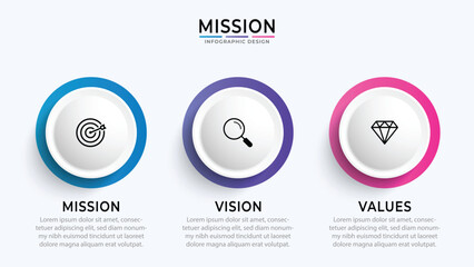 Mission,vision,values,graphic design template.eps 10 on white backgruond