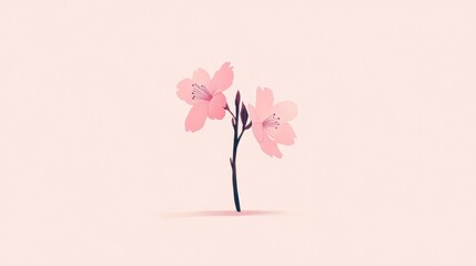 Naklejka premium Delicate Pink Cherry Blossom Branch on Pale Pink Background