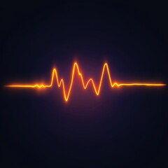 An abstract representation of an audio waveform in vibrant orange against a dark background.