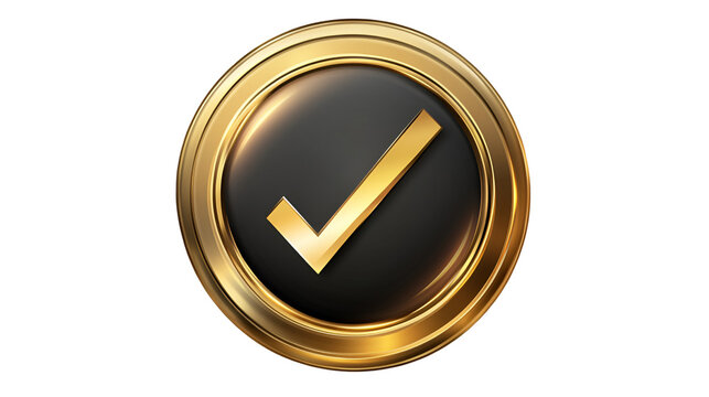 Premium Gold Checkmark Badge, Approval Seal, Verified Icon