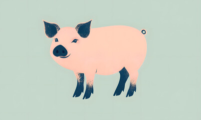 Obraz premium Picture of cute pig, pork, processed food, photograph or illustrator for advertising