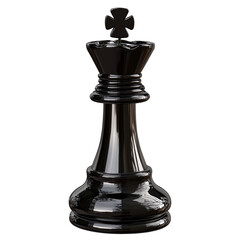 Black chess king piece isolated on transparent background.