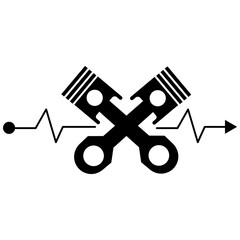 two double crossed piston heartbeat line ekg line ecg line eps vector file 