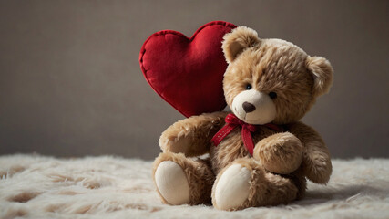 Adorable teddy bear with realistic fur. Tender moment captured with soft focus background - ideal for love-themed projects