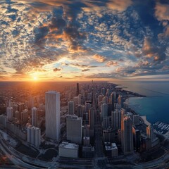 Fototapeta premium Aerial panorama of Chicago skyline