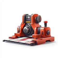 A vibrant orange retro-style camera with intricate details, showcasing its vintage design and artistic appeal.