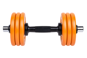 "Adjustable Dumbbell with Orange Plates and Black Handle for Fitness and Strength Training"

