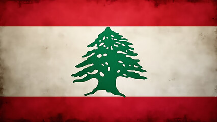Lebanese Flag with Cedar Tree Symbolizing Peace and Heritage