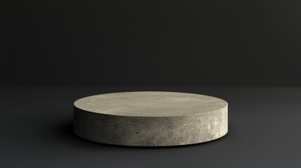 A Circular Concrete Pedestal on Dark Background