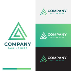 abstract triangle-shaped connected line shape logo symbol icon flat stock vector design