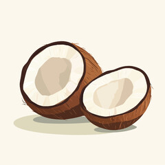 Obraz premium Fresh Coconut Vector Illustration on White Background