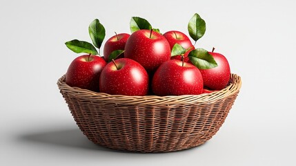 Realistic 3D Render of Fresh Red Apples in Basket