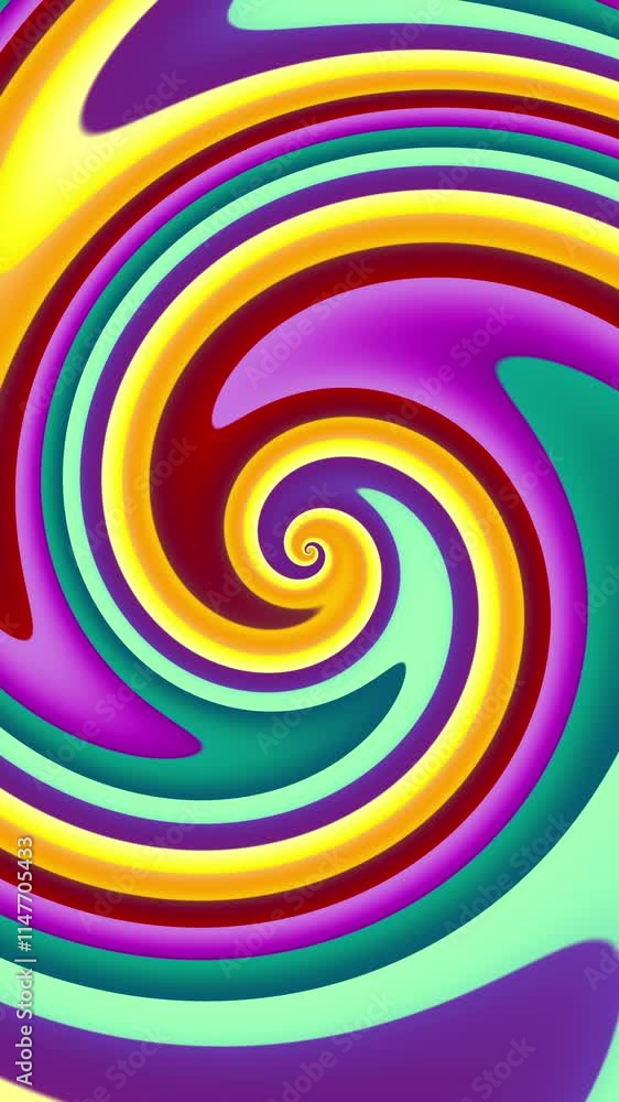 Aufkleber hypnotic psychedelic swirl twirl spiral abstract shape vertical background. loop animation. mesmeriz