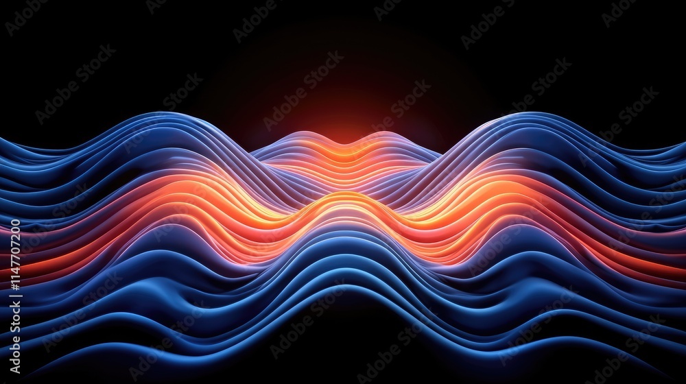 Poster dynamic waves of light and color digital art virtual space abstract environment artistic perspective