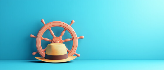 Summer Vacation Hat and Ship Wheel.