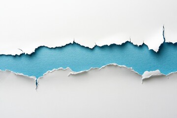 Torn White Paper Revealing Blue Background, abstract design, texture contrast, artistic expression