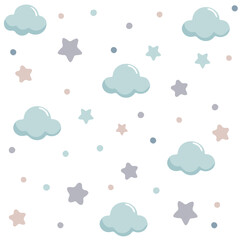 Pastel Clouds and Stars Pattern