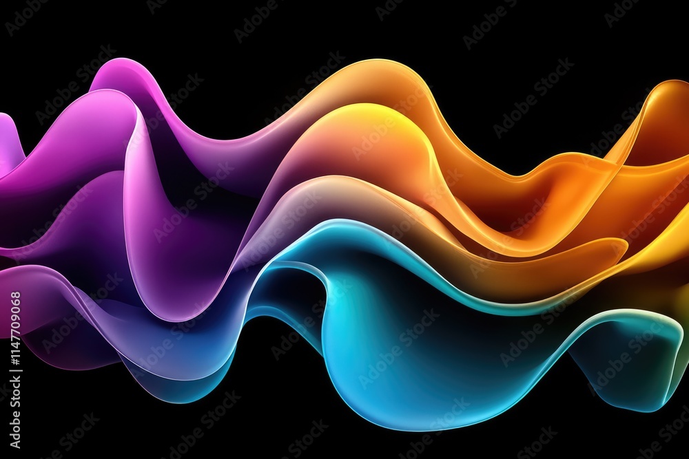 Aufkleber dynamic color waves flowing in abstract art digital realm graphic design vibrant environment artisti